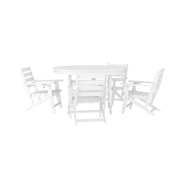 Commercial All Weather Adirondack Table and 4 Chairs with Cupholders
