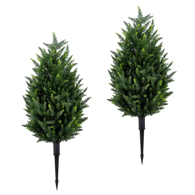 Set of Two Artificial Lavender Topiaries – 3.3-Foot Faux Floral Shrubs