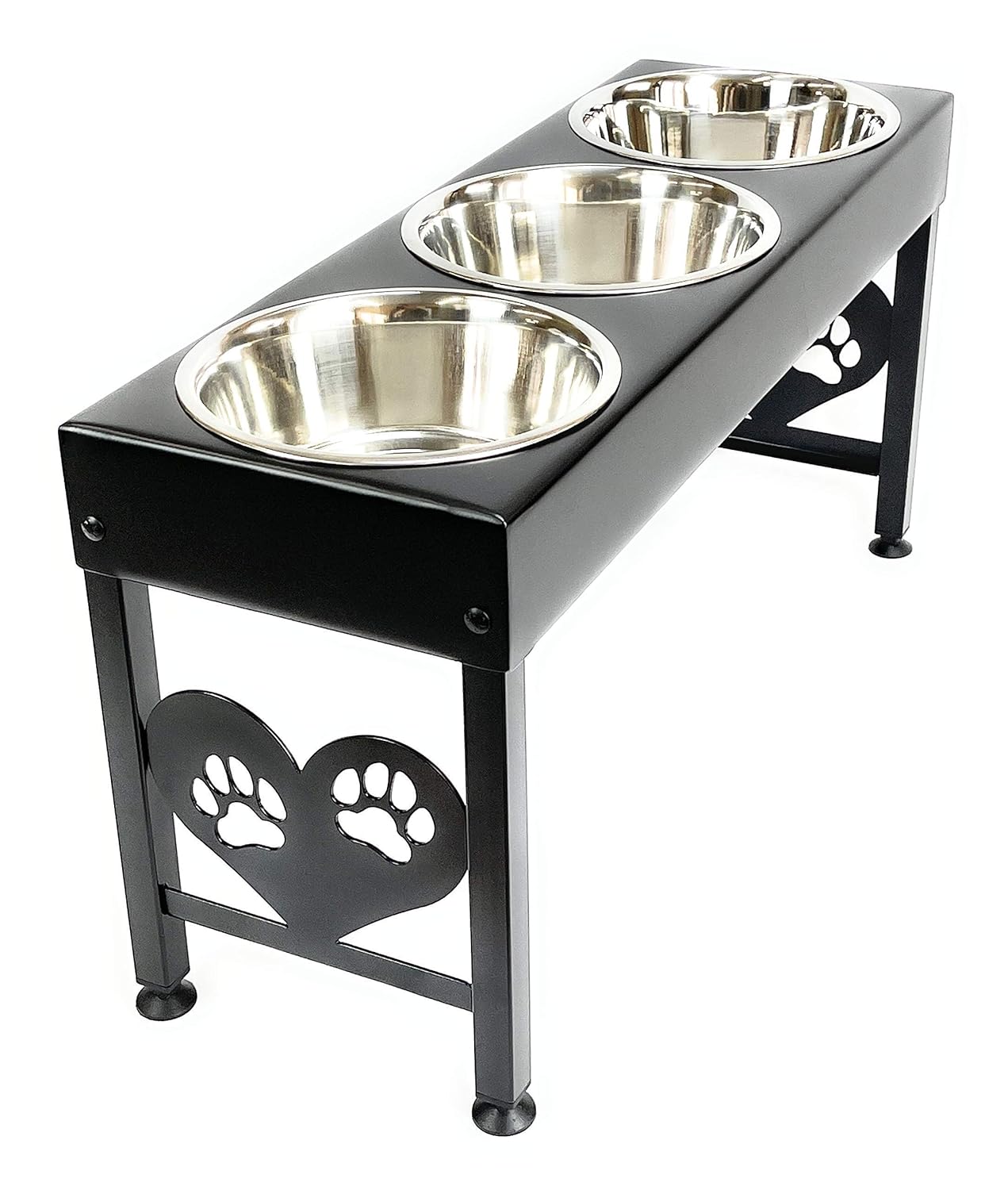 Pet Feeding Station Triple 3-Quart Metal Dog Bowl 16
