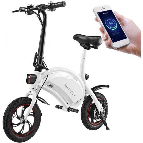 Folding Electric Bike Electric Bicycle E-Bike 350W Powerful Motor Waterproof Ebike with 15 Mile Range, APP Speed Setting