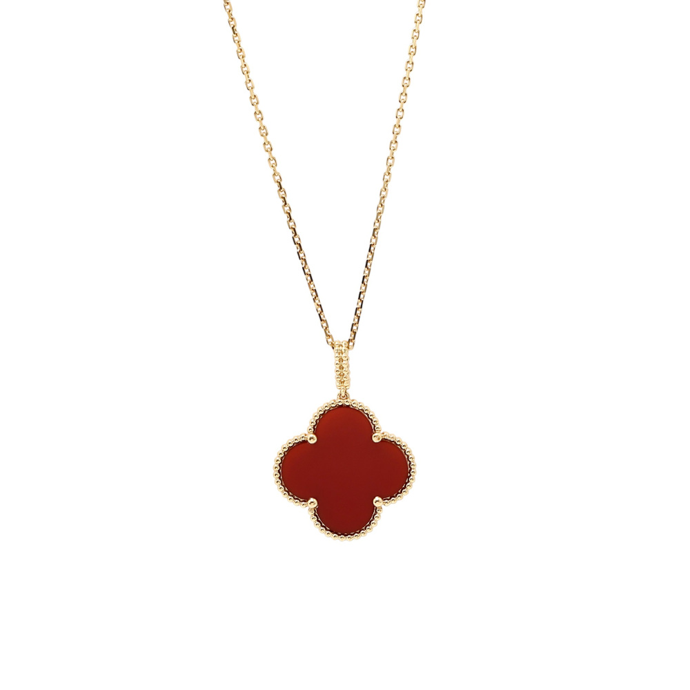Van Cleef & Arpels Magic Alhambra Necklace 1 Motif 18K Yellow Gold Carnelian VCARO49N00