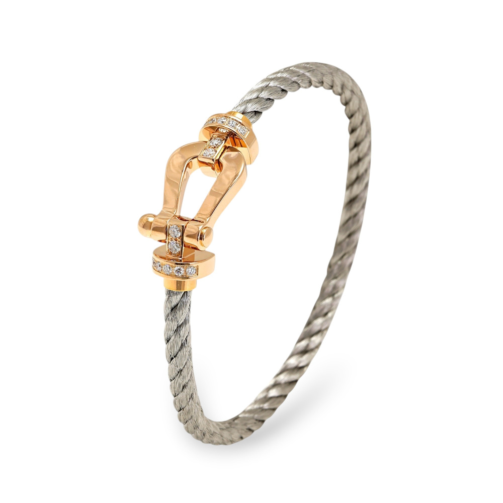FRED Force 10 Lm Bracelet 18K Rose Gold & Stainless Steel Diamond 0B0030-6B0111