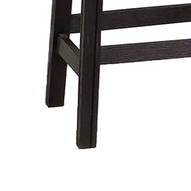 Wooden Stools With Upholstered Cushion Seat Black red Benzara