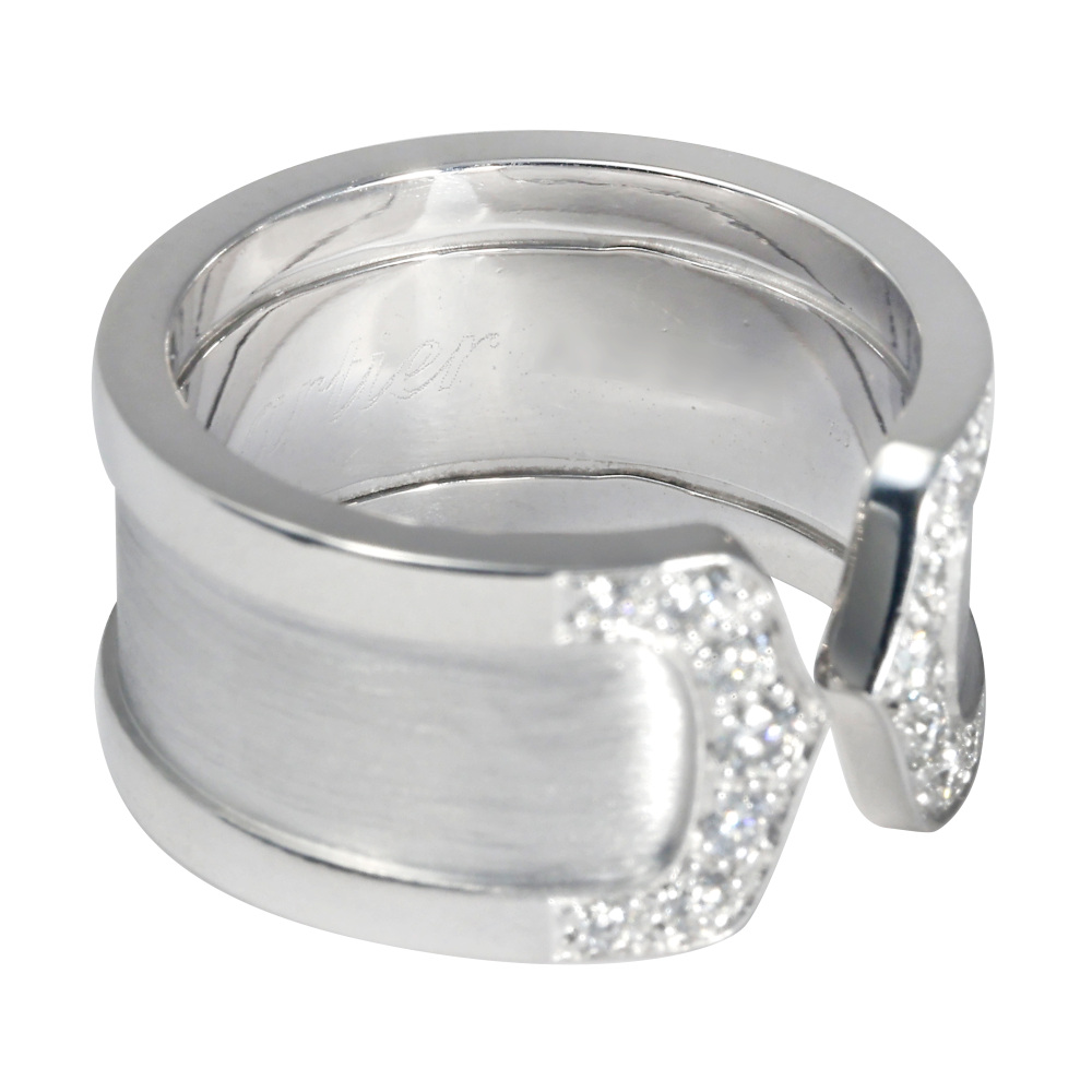 Cartier C Do Wide Ring 18K White Gold Diamond B4044100