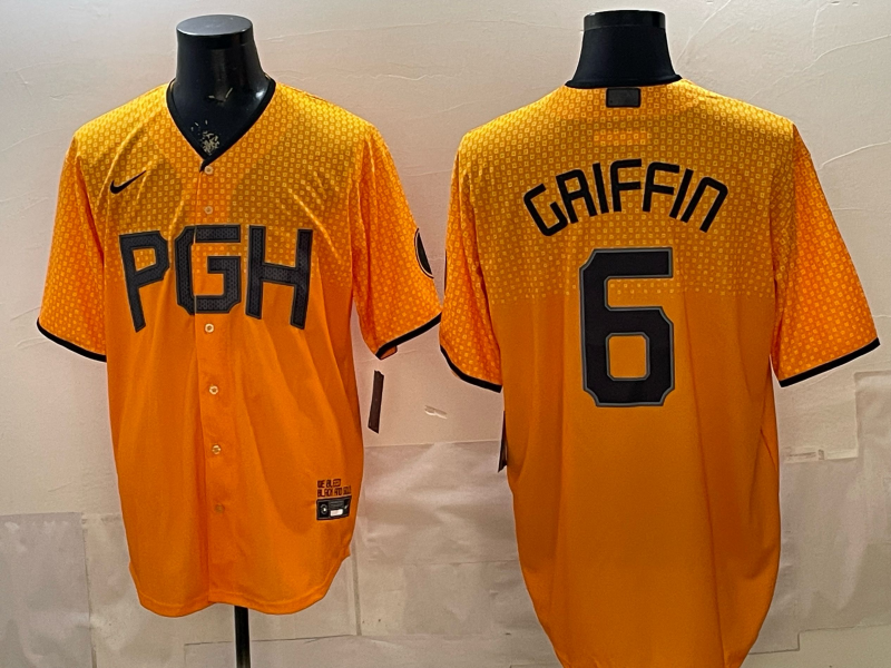Men's Pittsburgh Pirates Konnor Griffin #6 Gold City Connect Replica Player Jersey