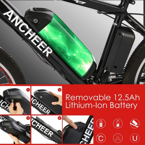 Electric Bike 250W/500W Ebike 26” Electric Bicycle, 20MPH Adults Electric Mountain Bike with Removable 8/12.5ah Battery, Professional 21 Speed Gears