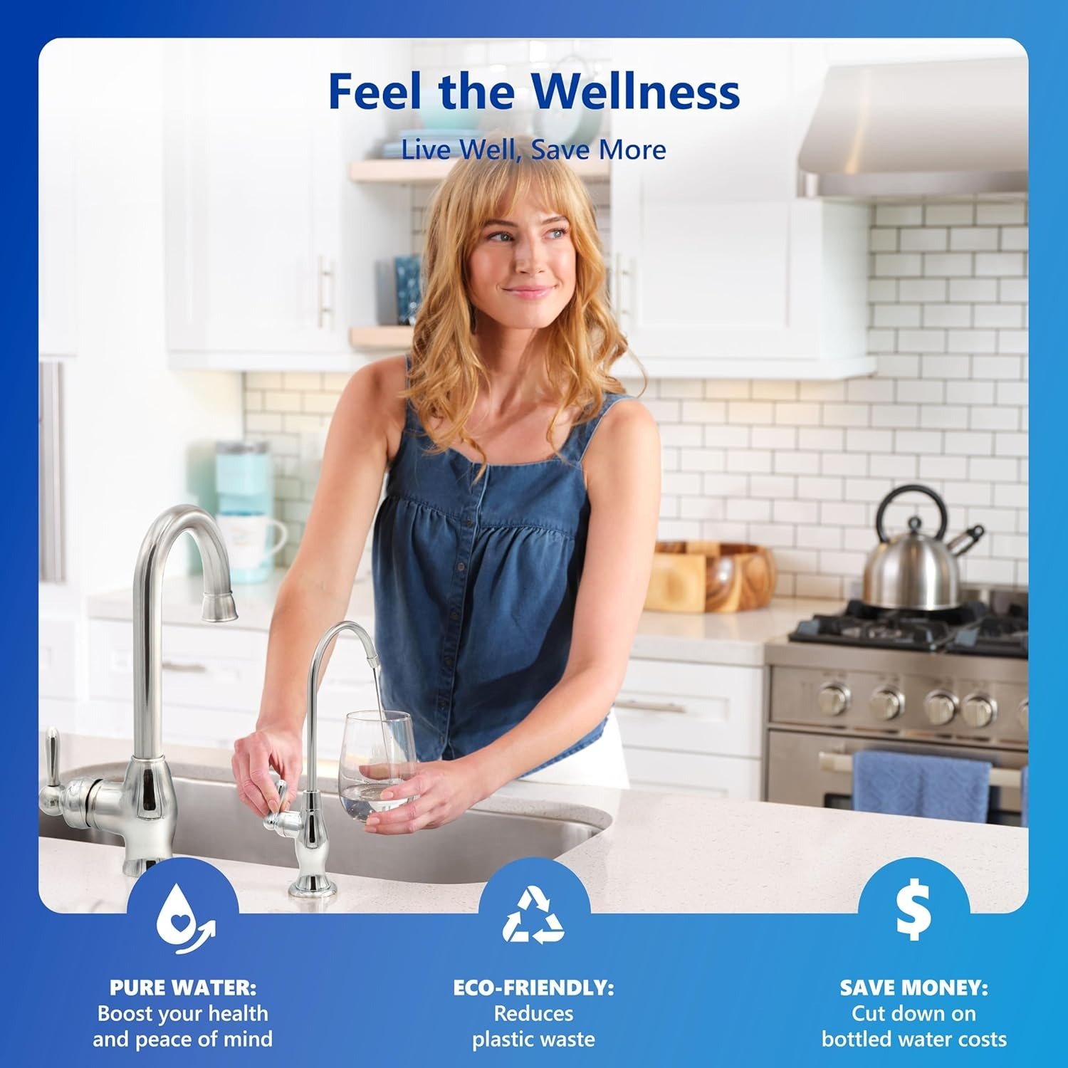 Reverse Osmosis Filtration 5 Stage RO System with Faucet and Tank – Under Sink Water Plus 4 Filters – 50 GPD, 14 x 17 x 5, White