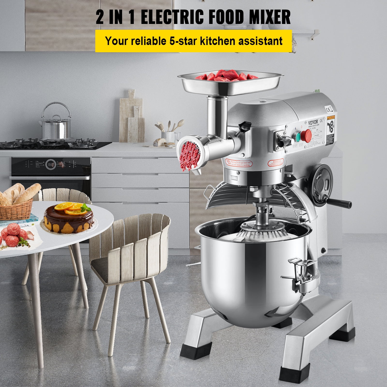 BENTISM Commercial Electric Food Mixer Stand Mixer 20Qt Dough Mixer 3 Speeds