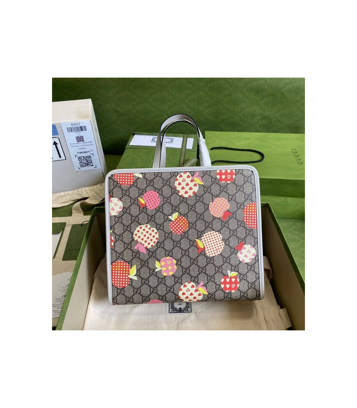 Gucci Children’s GG Heart Apple Pattern Tote