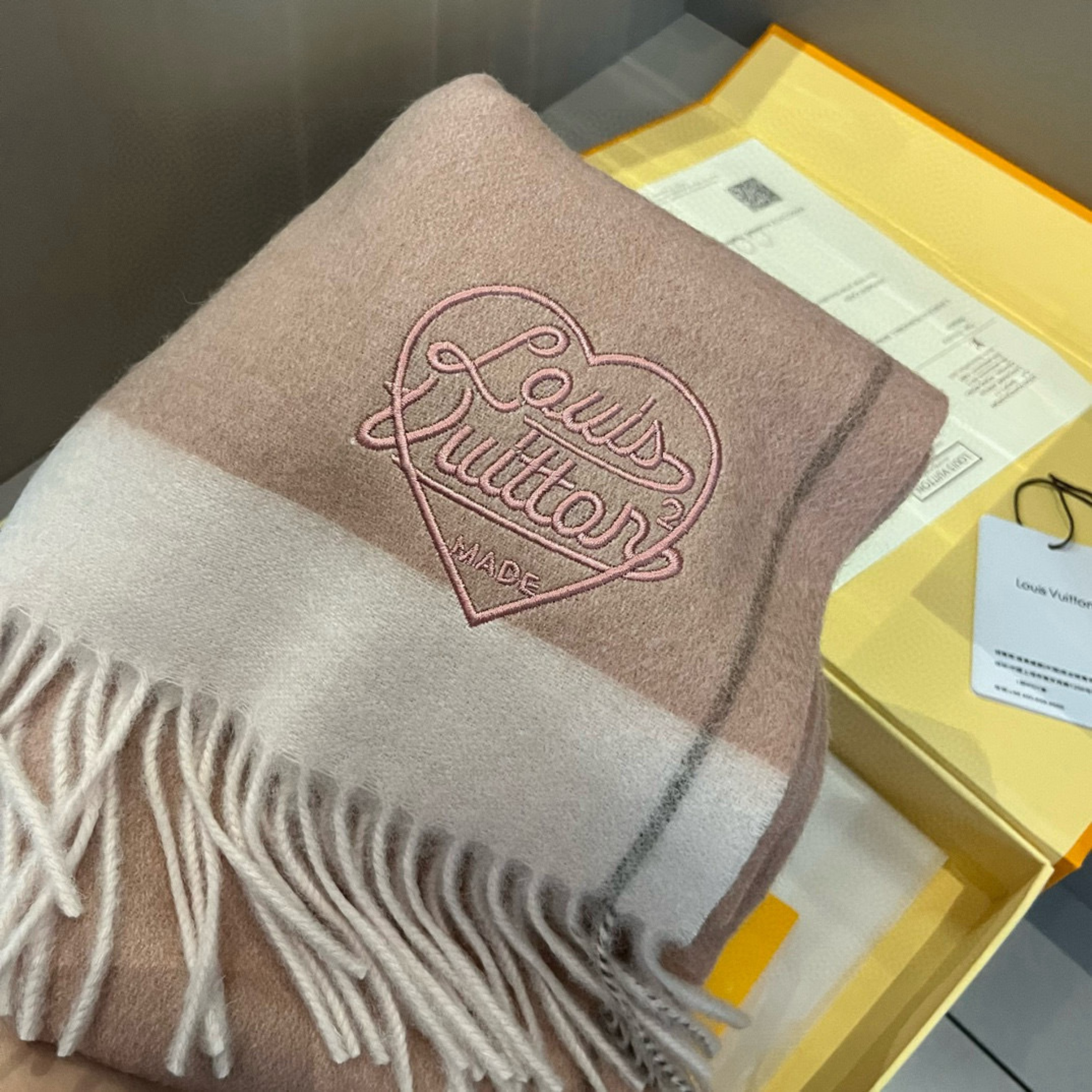 Louis Vuitton Monogram Heart Cashmere Scarf For Women 180cm