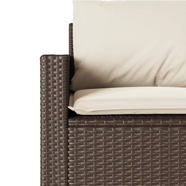 vidaXL Patio Sofa with Cushions 3Seater Brown Poly Rattan