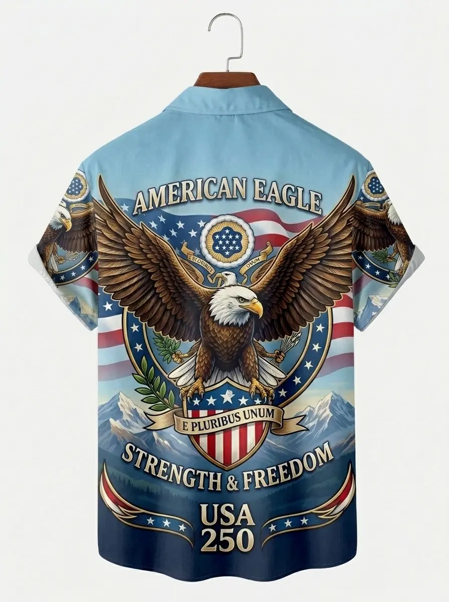 Men's printed shirts, American Eagle Strength & Freedom USA 250 Hawaiian Shirt