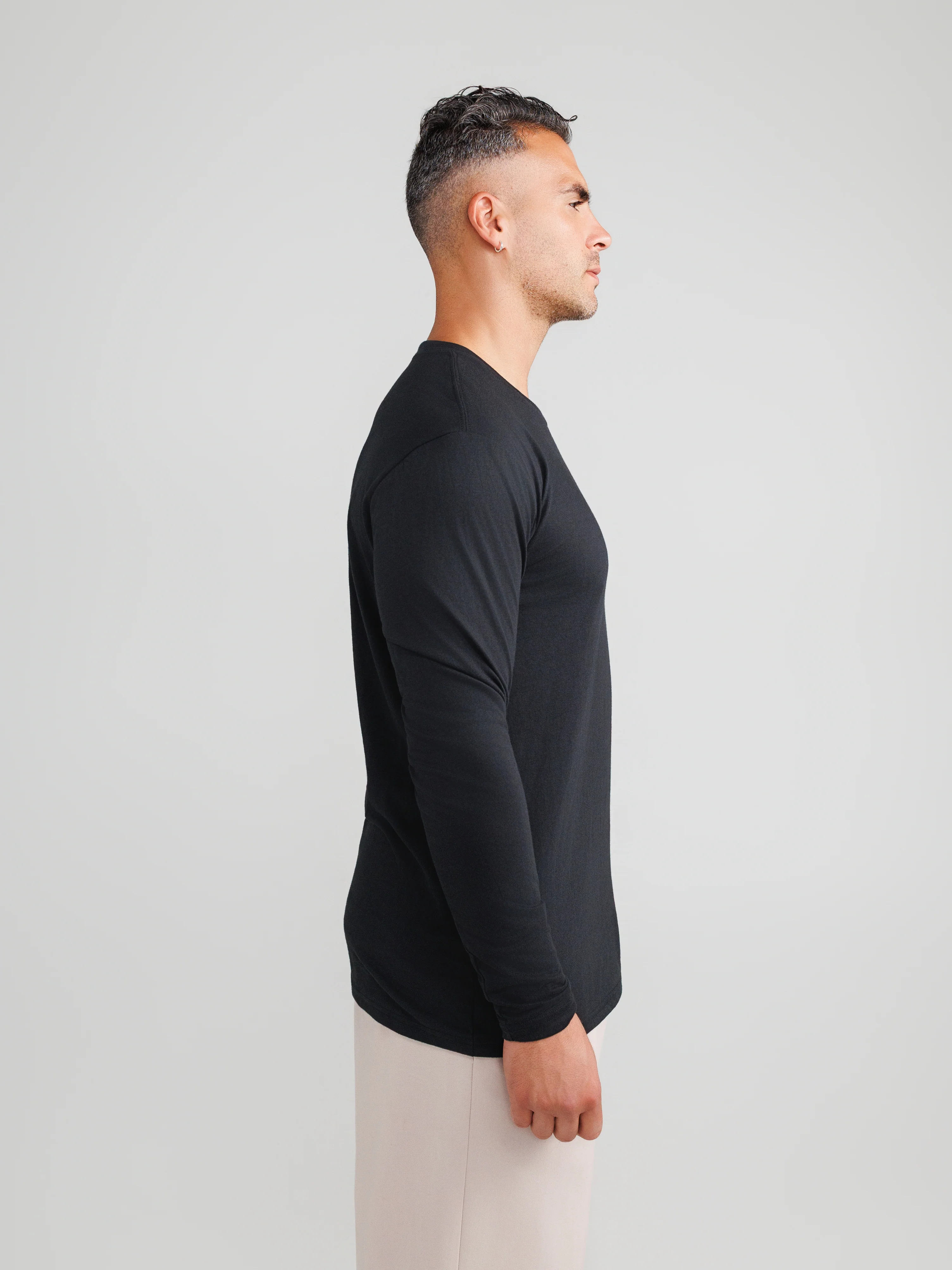 Schwarzes Langarmshirt 3er-Pack