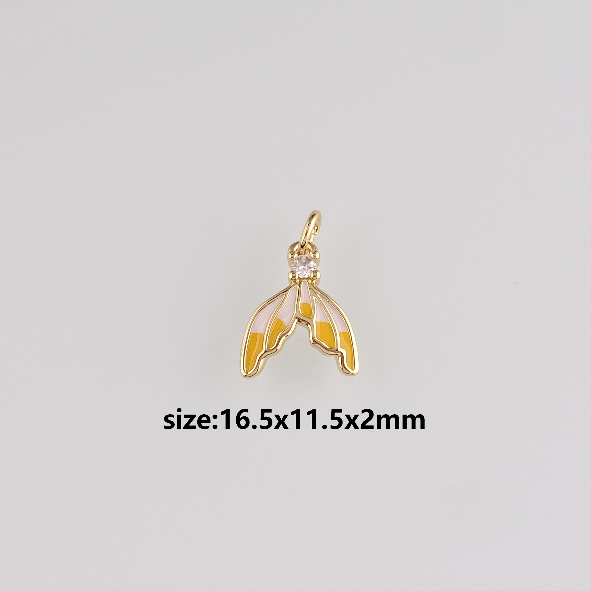 18K Gold Filled Whale Tail Pendant,Enamel Whale Tail Charm Earrings Necklace for DIY Jewelry Making Supply