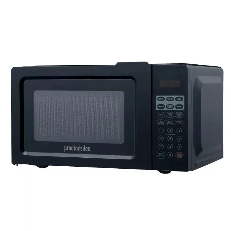 Proctor Silex 700W Microwave Oven – 0.6 Cu. Ft, Black with Green LED Display