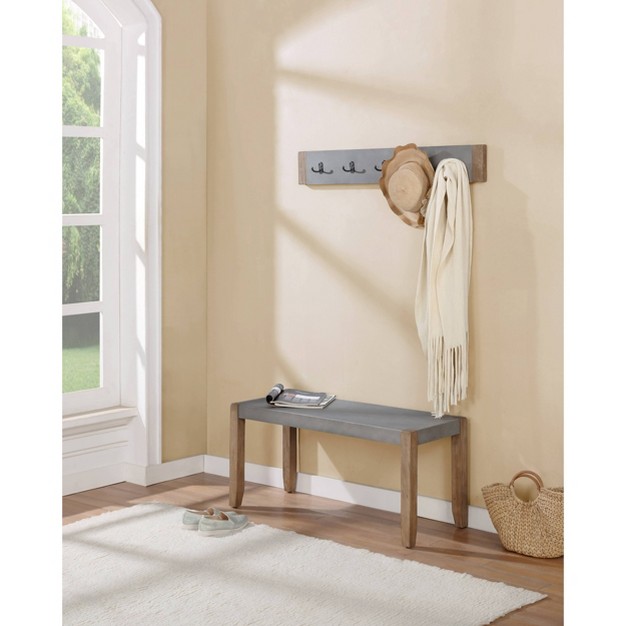 Davenport Faux Concrete And Wood Bench Light Amber Alaterre Furniture