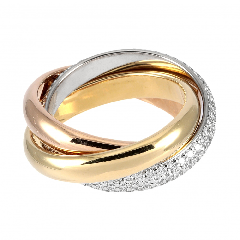 Cartier Trinity Classical Ring Tri-Gold Diamond B4038900