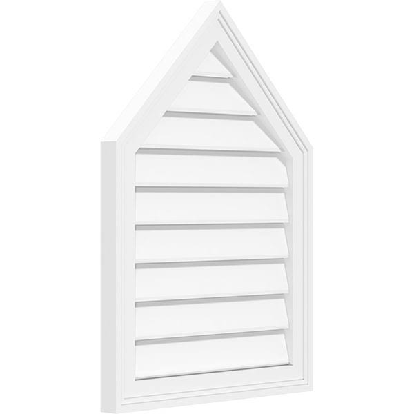 Ekena Millwork GVPPE36X2402SF-10 36x22W x 24x22H Peaked Top Surface Mount PVC Gable Vent 10/12 Pitch: Functional, w/ 2x22W x 1-1