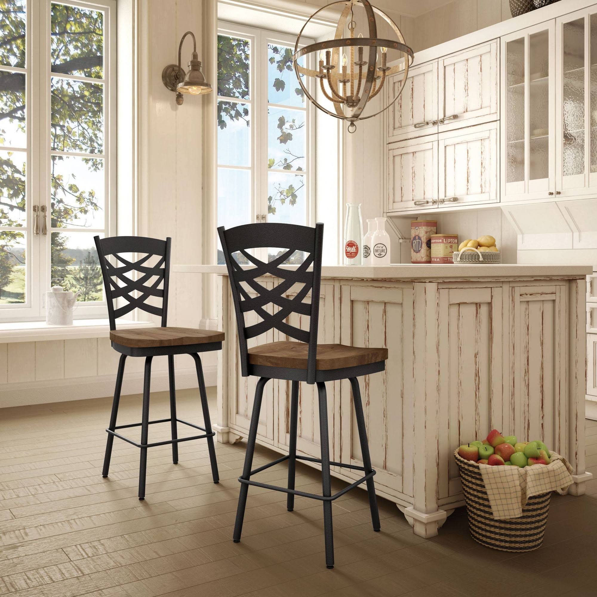Amisco Weaver 26 in. Swivel Counter Stool, Brown