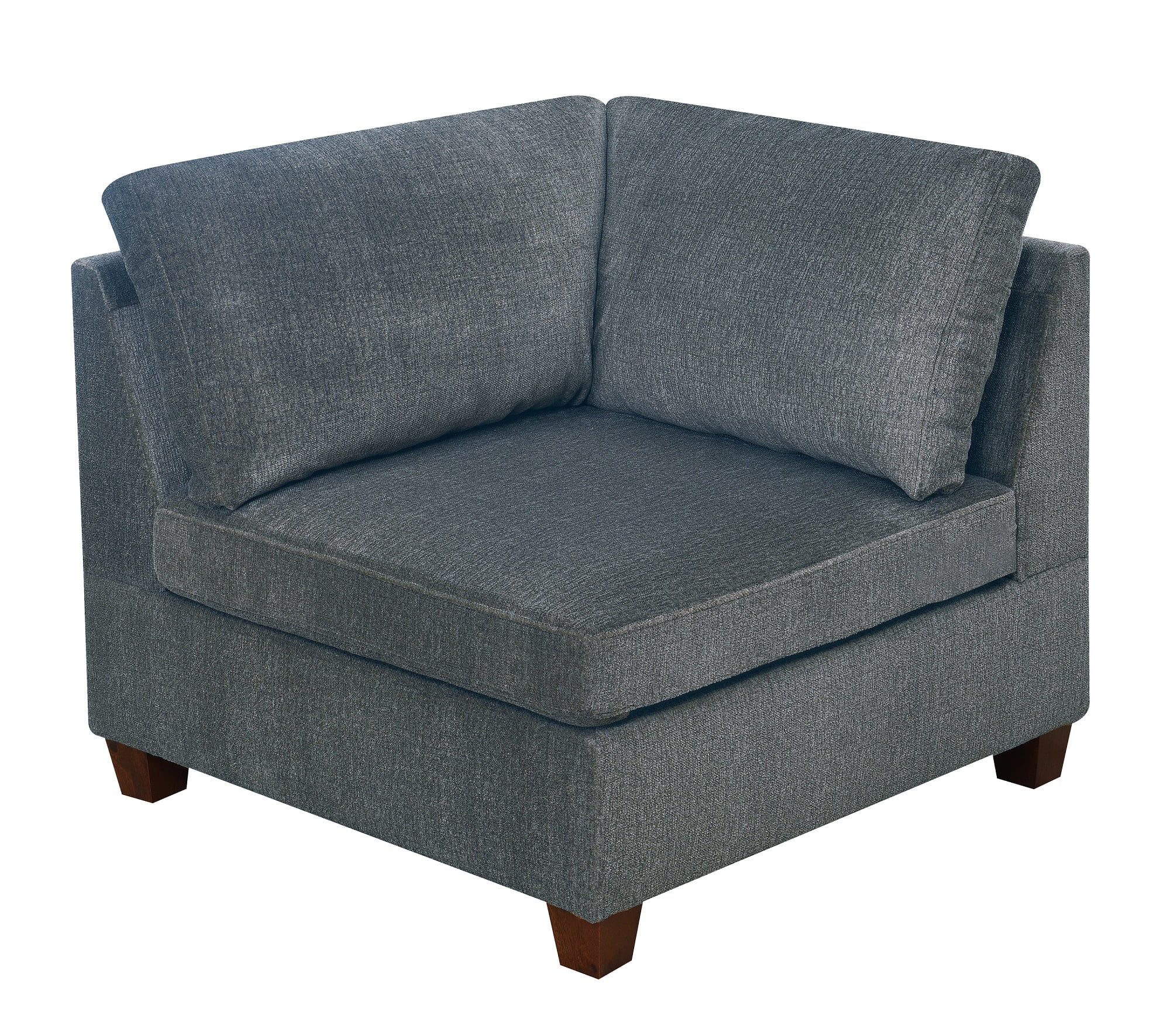 Unique Modular 8pc Sofa Set Grey Chenille Fabric Wood Legs 4 x Corner Wedge 3x Armless chairs and 1 x Ottoman Living Room