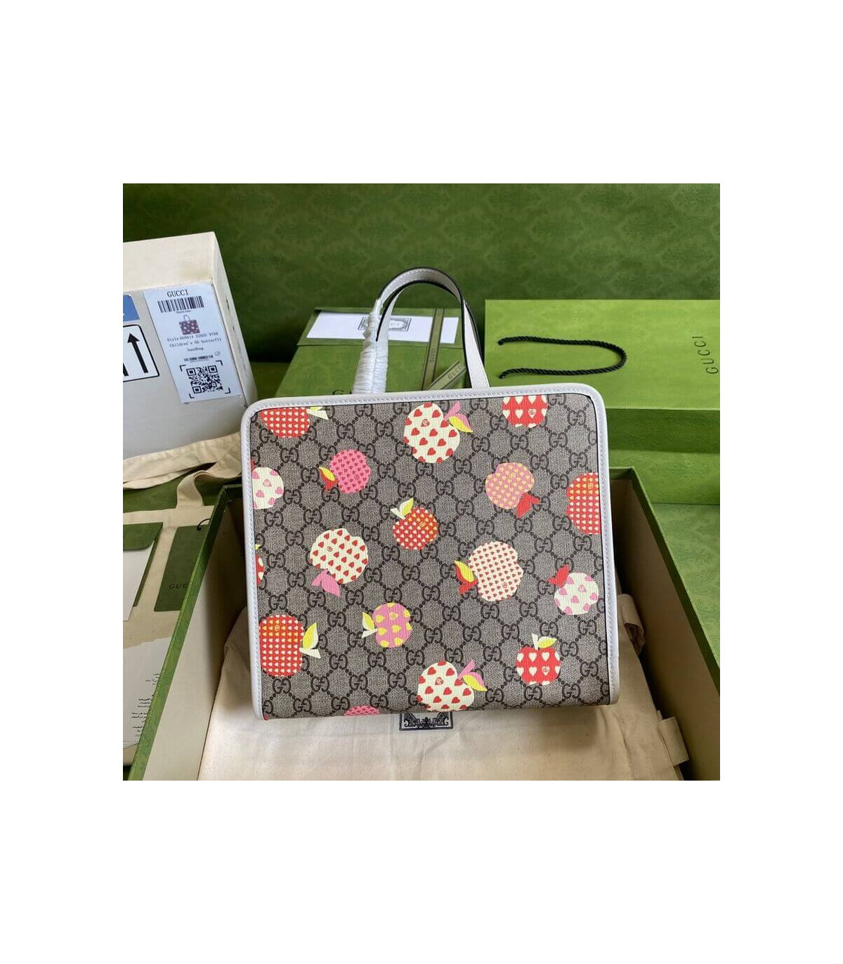 Gucci Children’s GG Heart Apple Pattern Tote