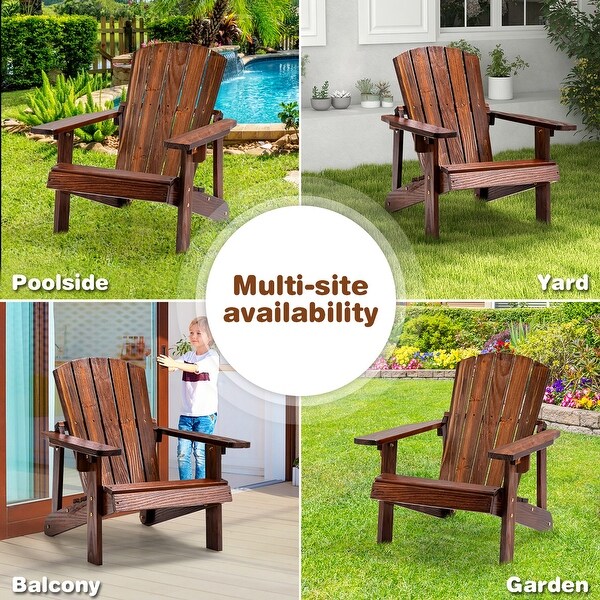 Costway Kid's Adirondack Chair Patio Wood High Backrest Arm Rest 110