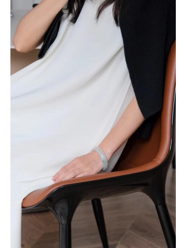 CH033 - Dining Chair - Modern HERM@S Classic Dark Brown Island Green Leather