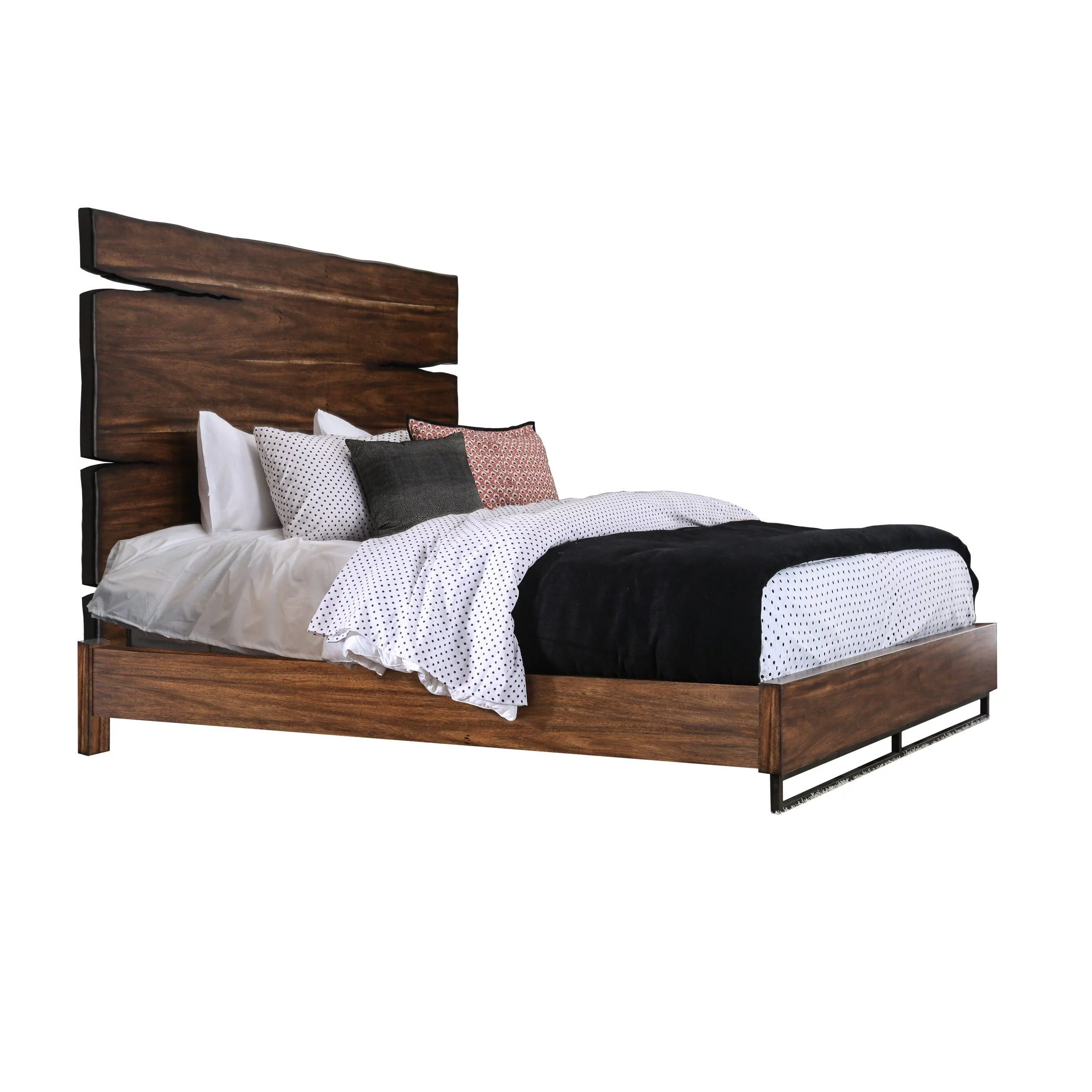 Rustic Dark Walnut & Dark Oak Solid Wood CAL Bedroom Set 3pcs FOA CM7363 Fulton