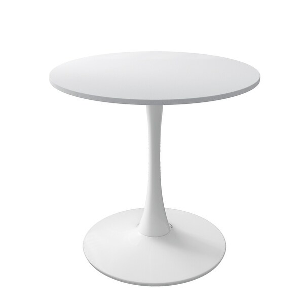 32 in. Round Dining Table with Printed White Marble Table Top