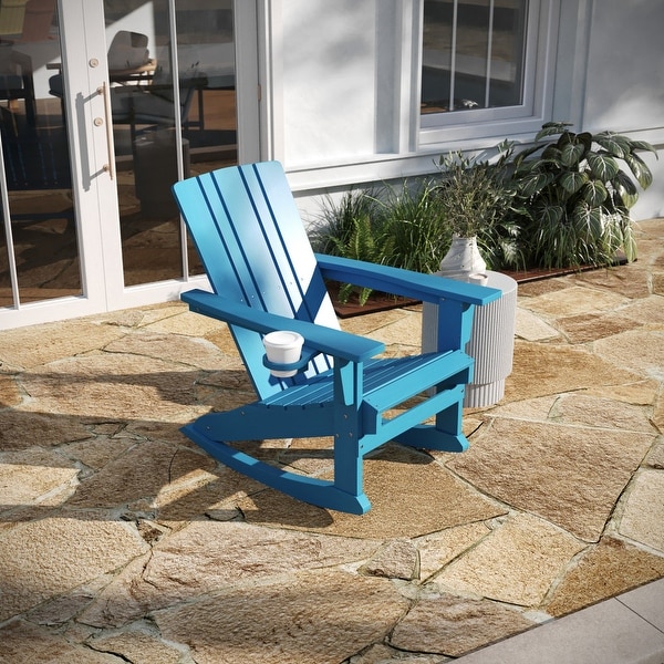 AllWeather Rocking Adirondack Chair with Swiveling Cupholder