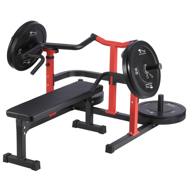 2026 Chest Press Machine, 1050LBS Capacity, Independent Converging Arms, Weight Bench Press with Adjustable Flat Bench for Upper Body Workouts, Red