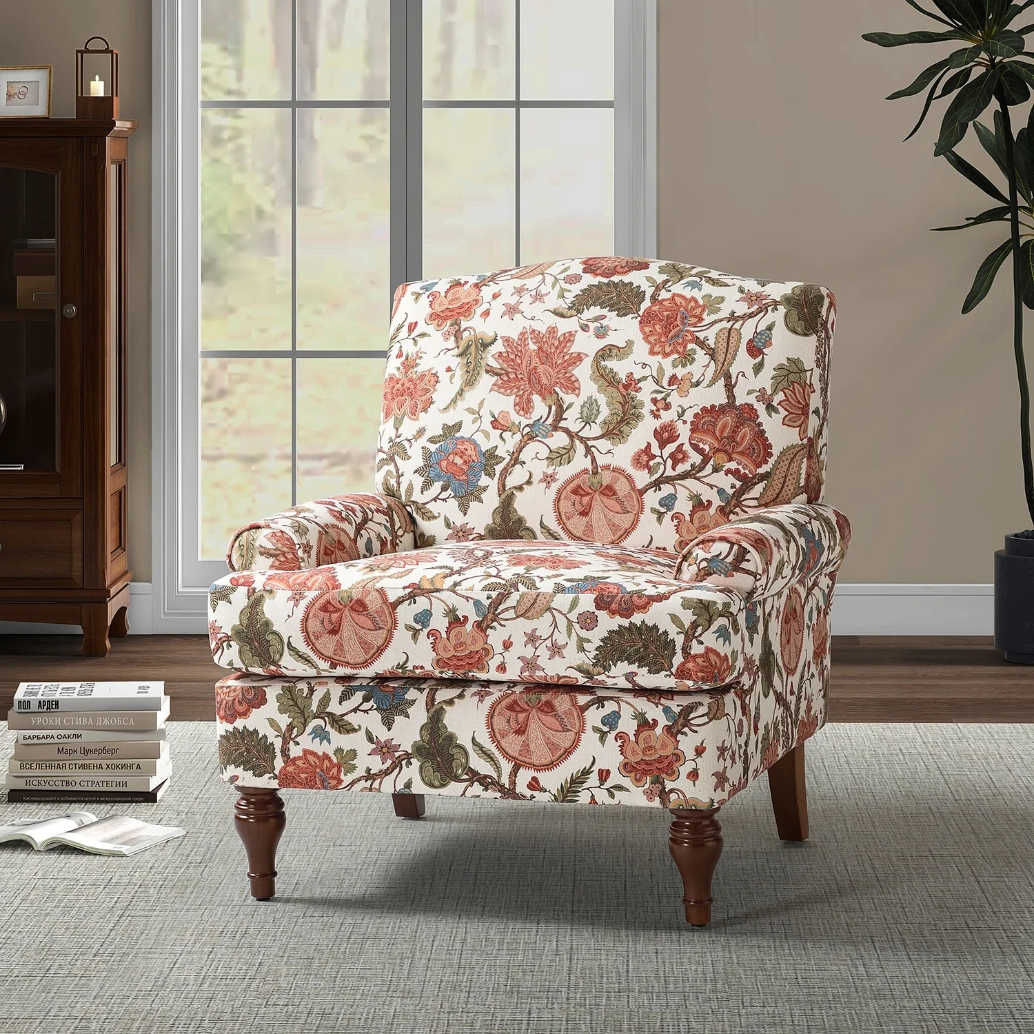 HULALA HOME Dani Wooden Upholstered Armchair with Recessed Arms by  RED