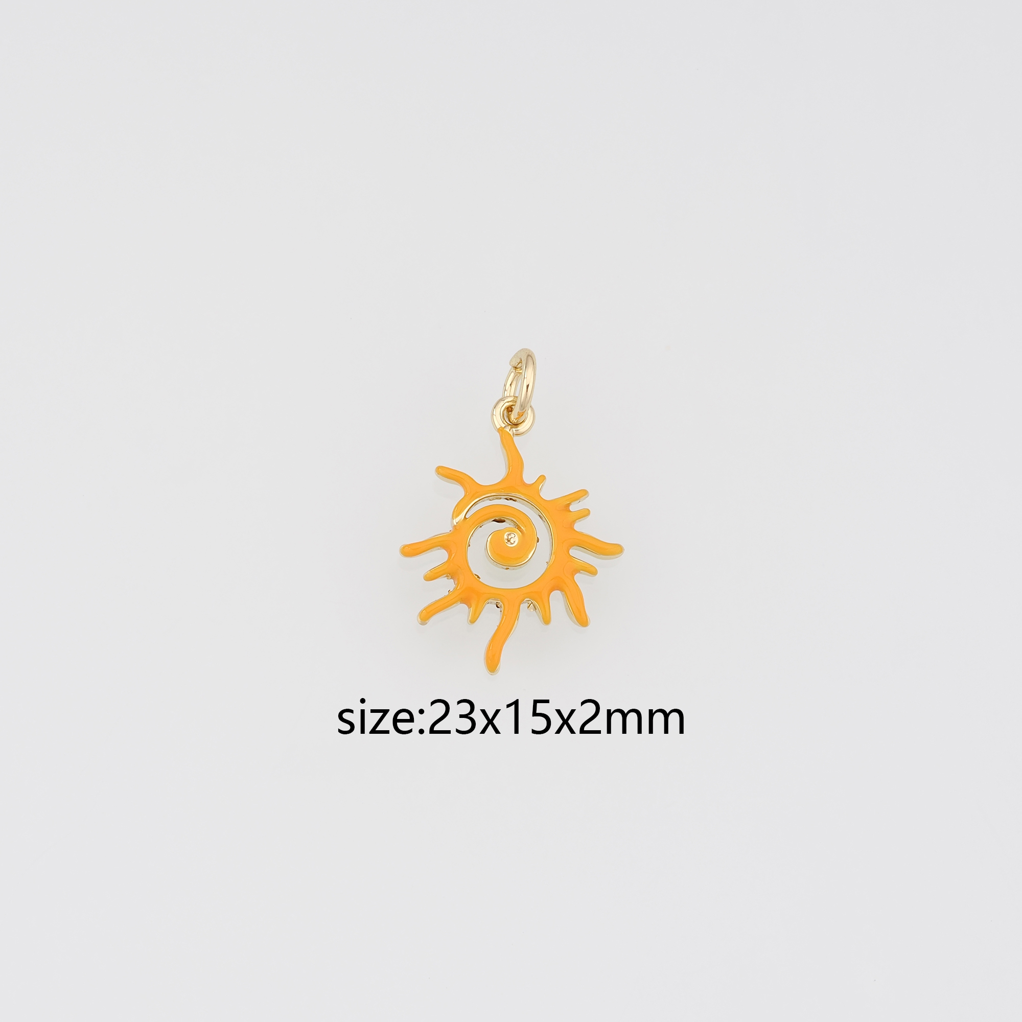 18K Gold Filled Sun Pendant,Enamel Celestial Charm Earrings Necklace for DIY Jewelry Making Supply