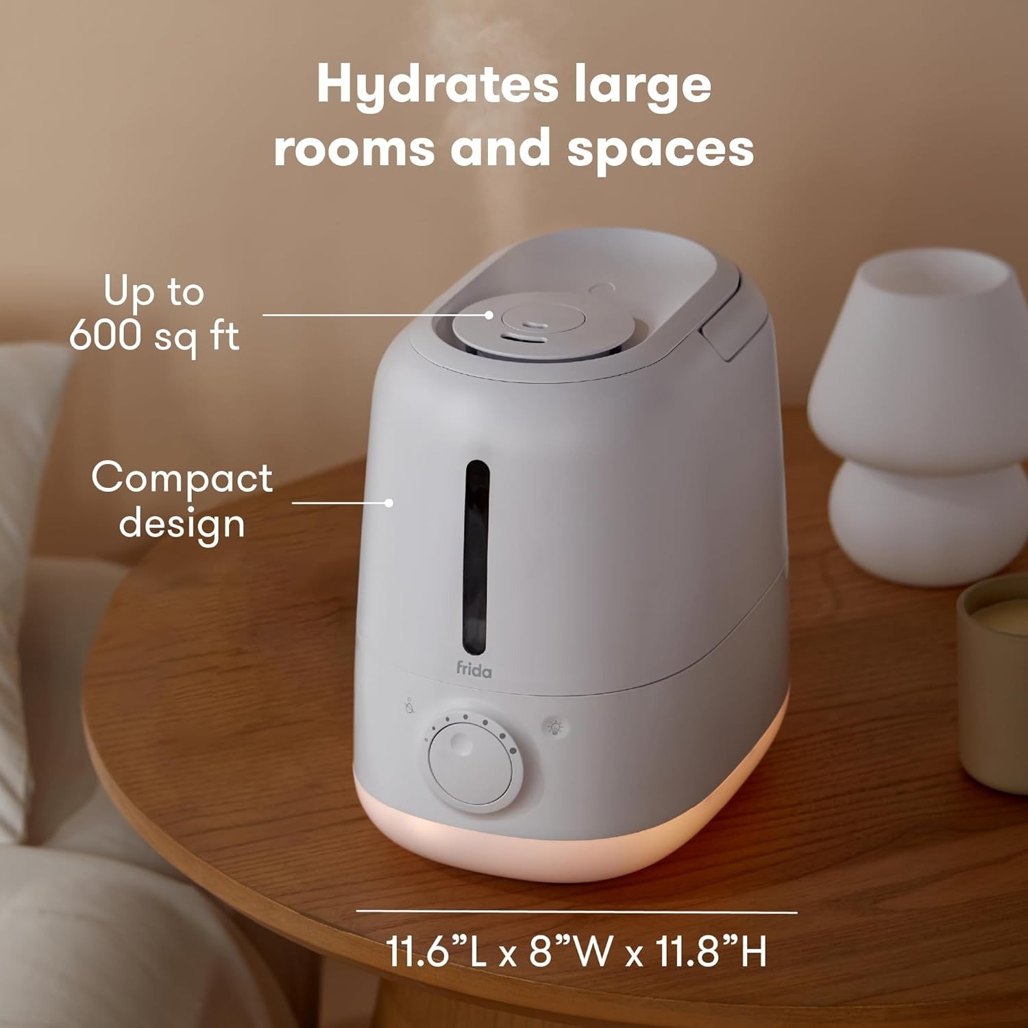 6L 3-in-1 Cool Mist Humidifier + Diffuser + Nightlight Top Fill for Large Room White
