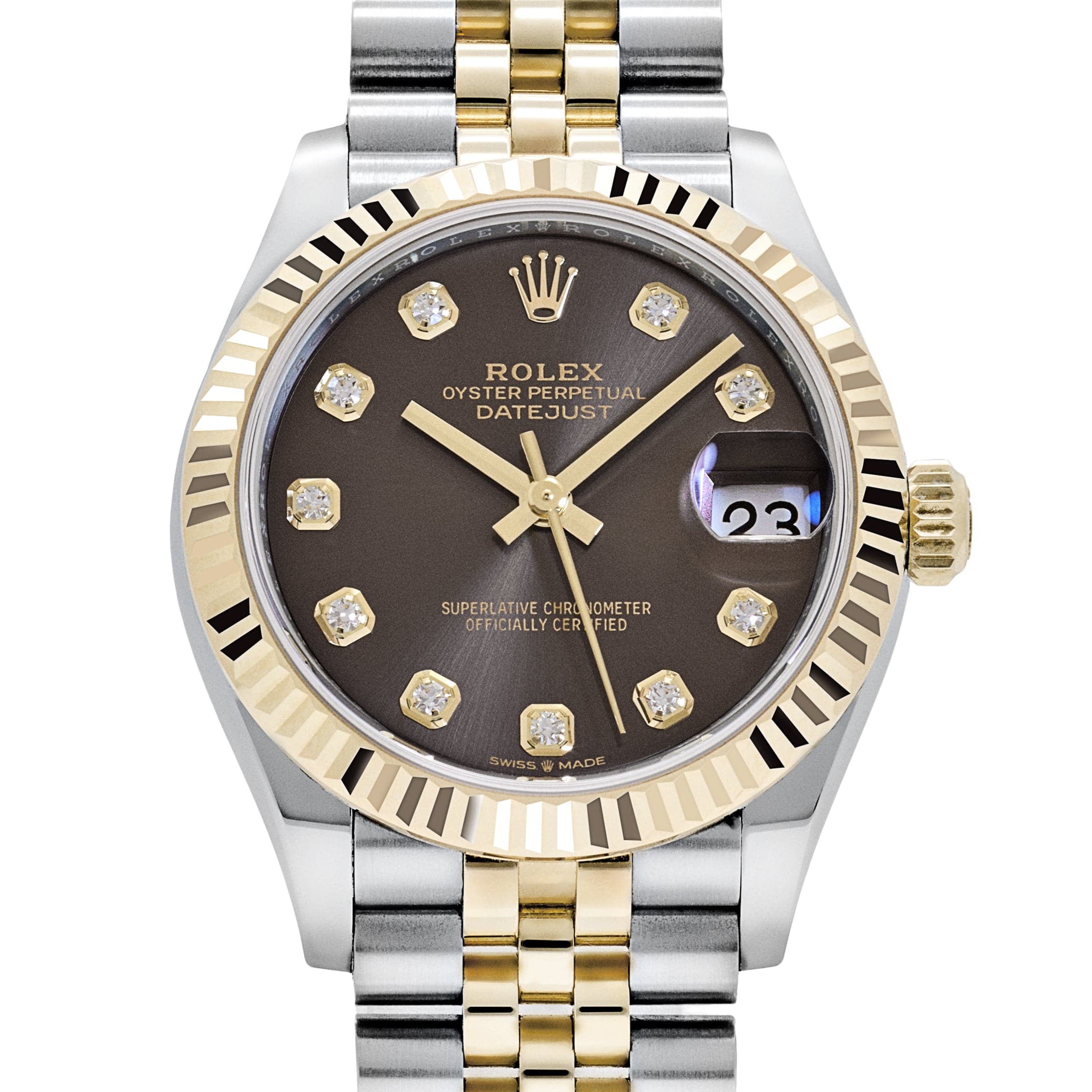 Rolex Datejust 31 278273 'Ladies' Stainless Steel Yellow Gold Dark Grey Diamond Dial Jubilee (2026)