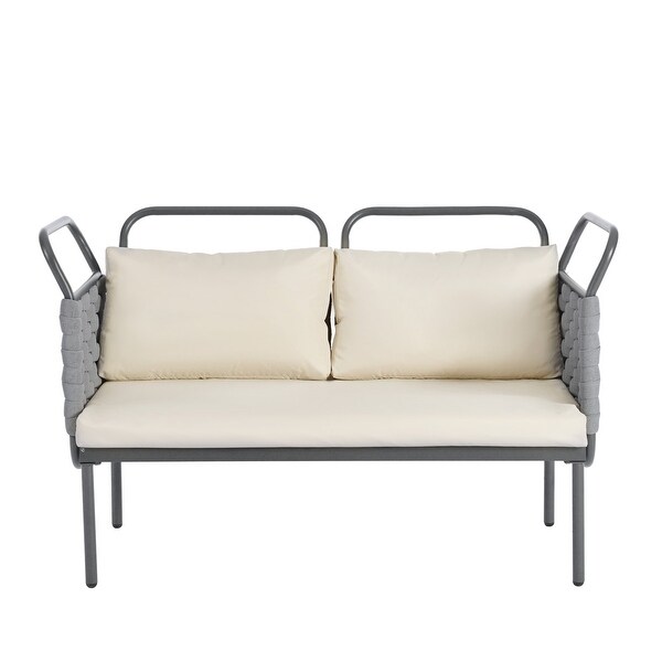 Patio Sectional Sofa Set Woven Rope Furniture Set with Cushions
