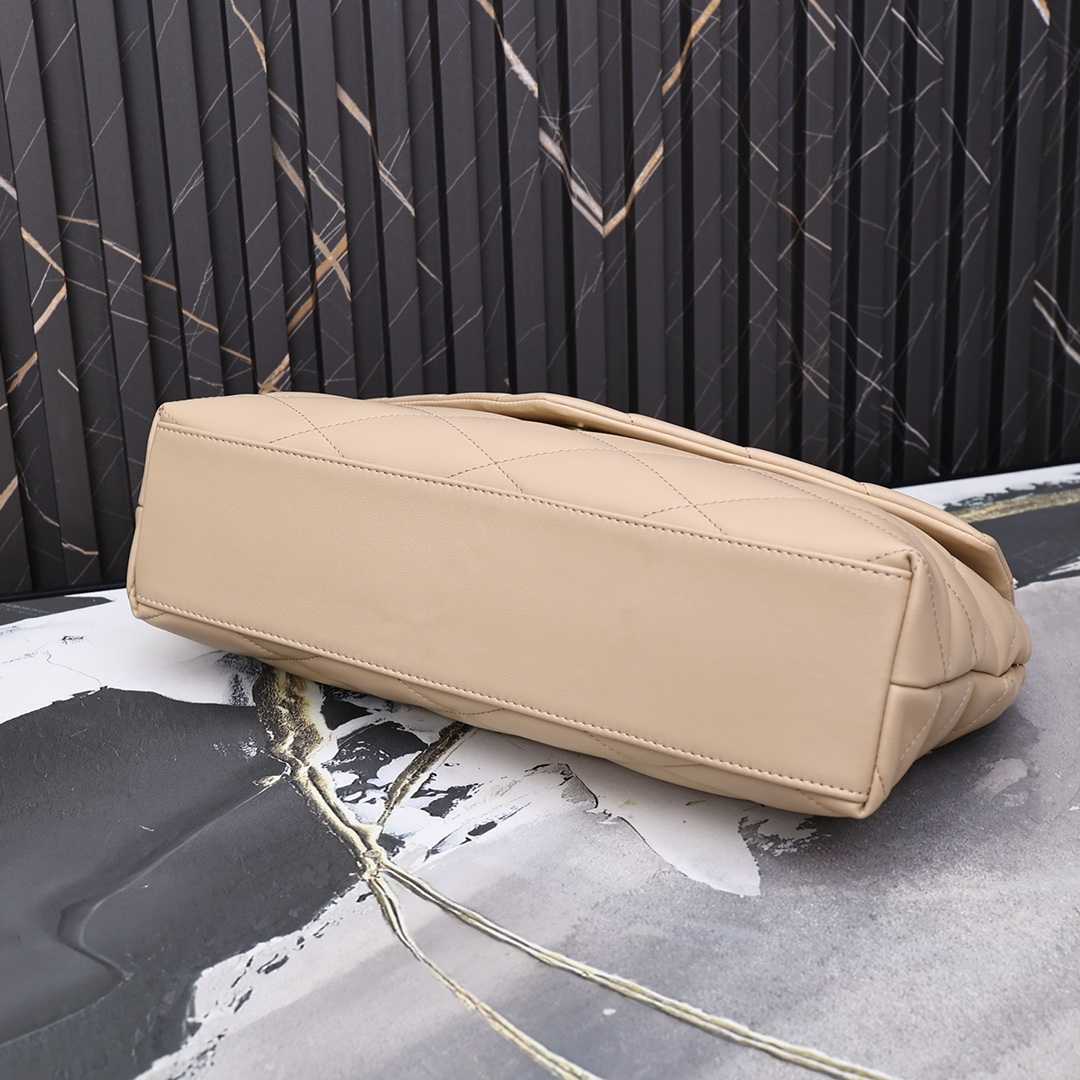 Saint Laurent Sade Puffy Leather Envelope Clutch Bag Beige