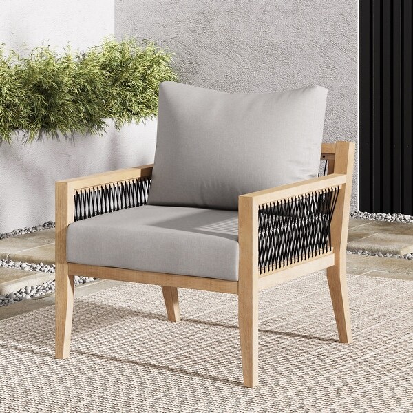 Freya Bohemian Wooden Armchair,Outdoor Patio Chair,Solid Acacia Wood Frame