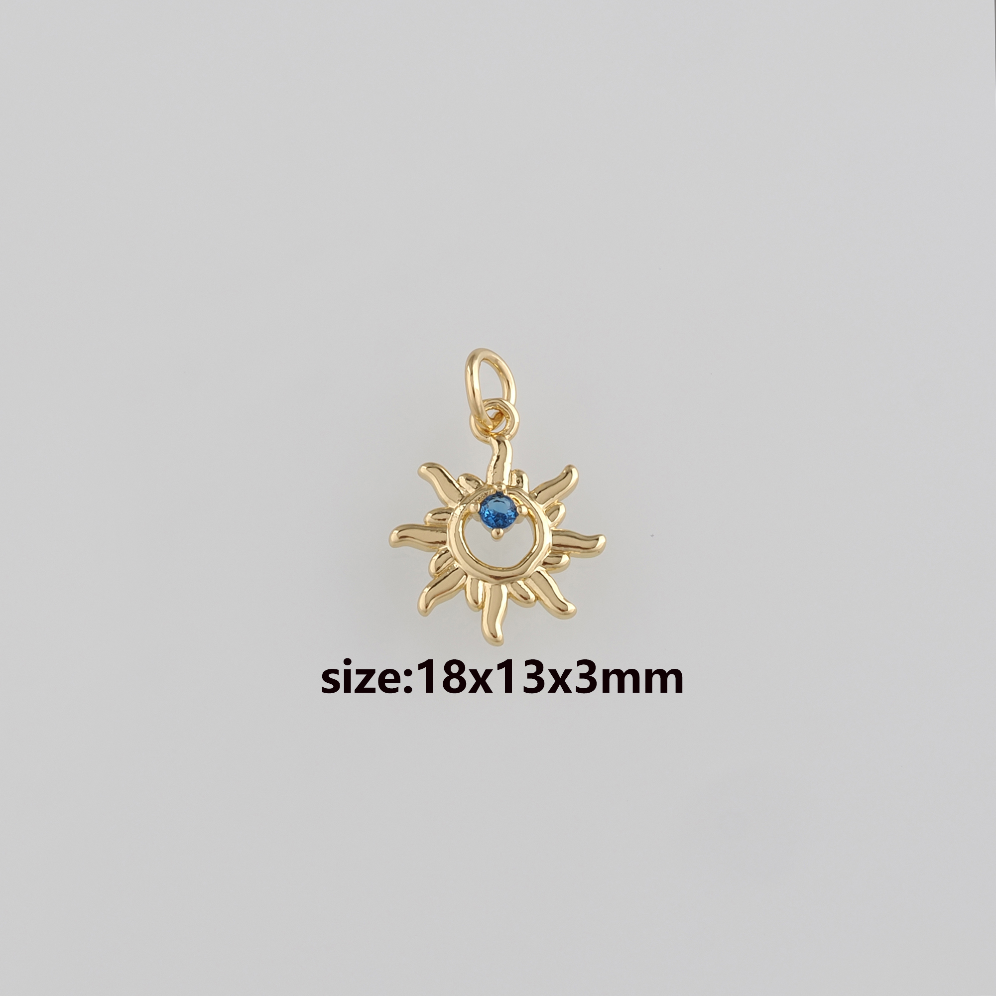 18K Gold Filled Sun Pendant,Celestial Charm Earrings Necklace for DIY Jewelry Making Supply