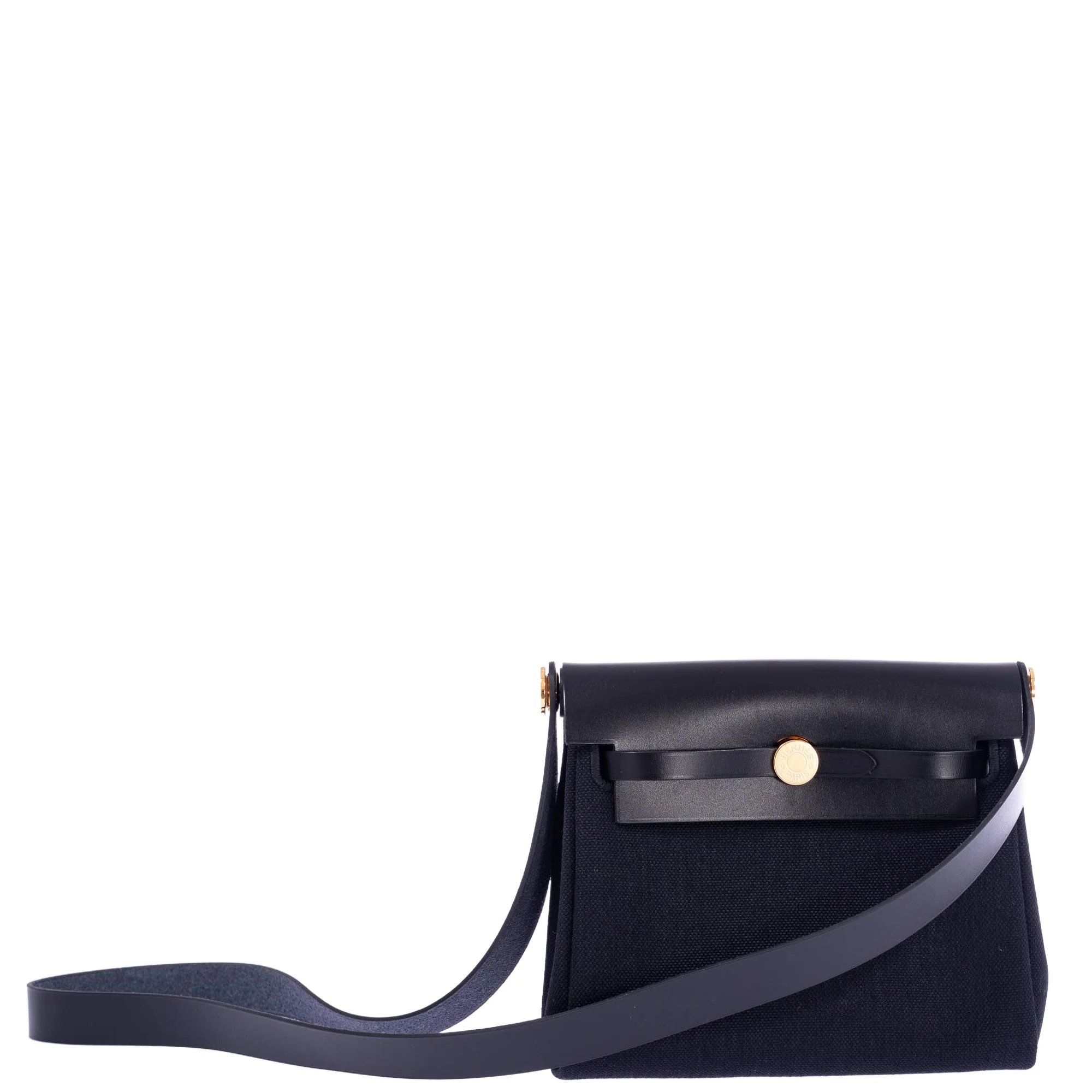 Hermès Herbag Zip 20 Black Vache Hunter and Toile Gold Hardware