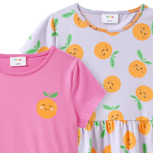 Famy 2 Mädchen Kleider mit bunten Motiven