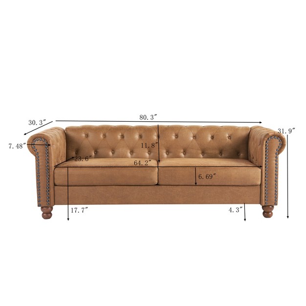 Classic Upholstered Sofa Chesterfield Tufted Fabric Sofa Couch modernluxe