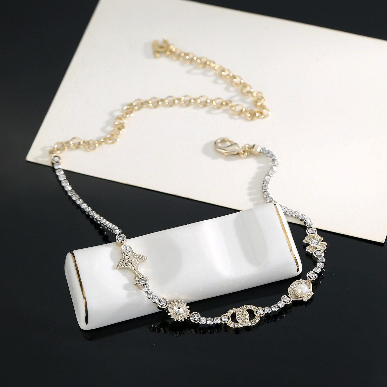Chanel Double C Pendant Scallop Necklace - cnluxepick