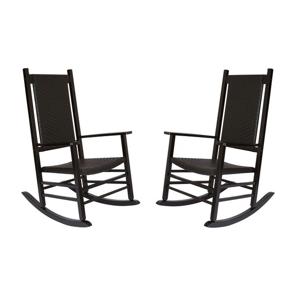 Hampton Genuine Hardwood Rocking Chair with WeatherResistant Woven Wicker Back (Set of 2)