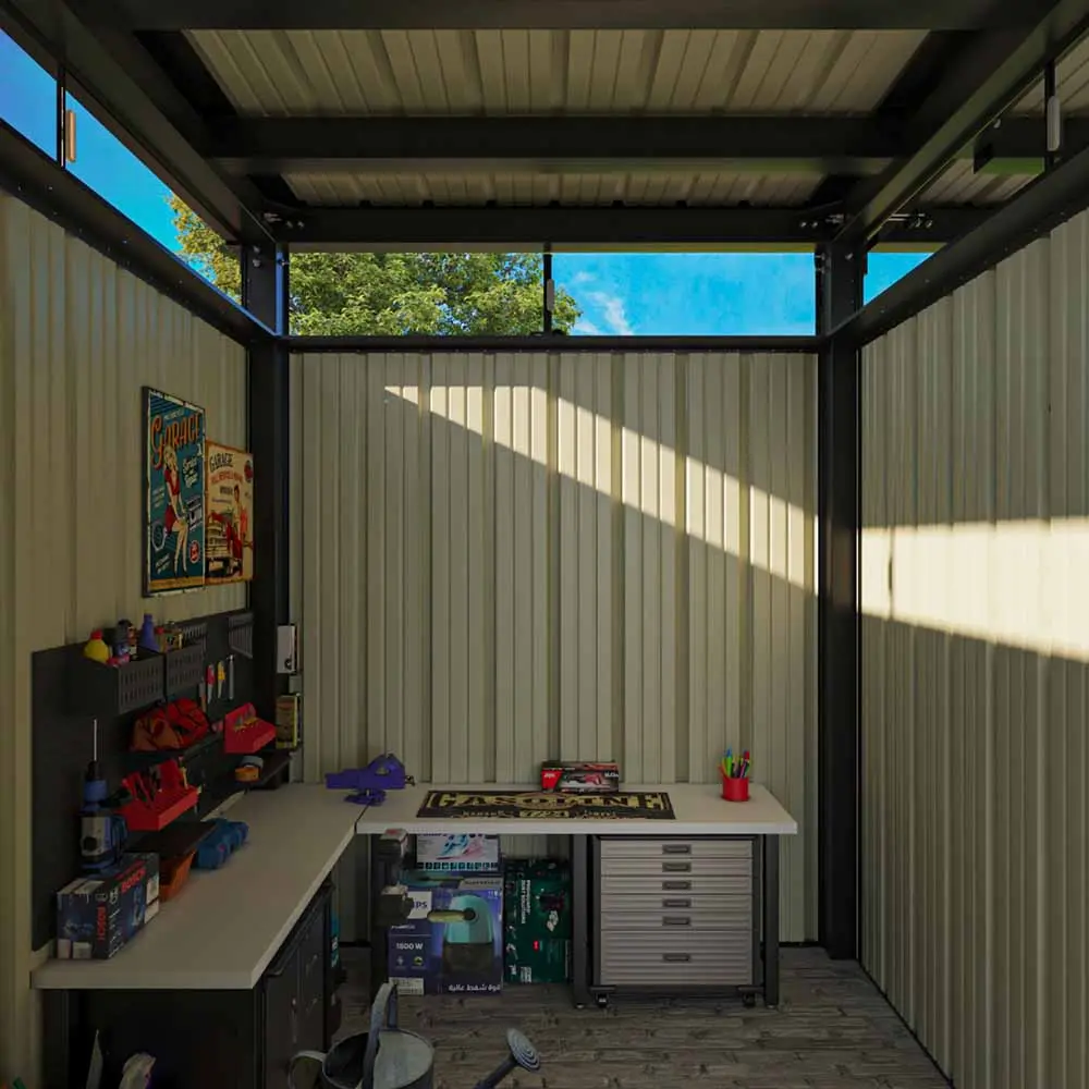 2-in-1 7x7 Shed with a 7x7 Open-Sided Firewood Shed