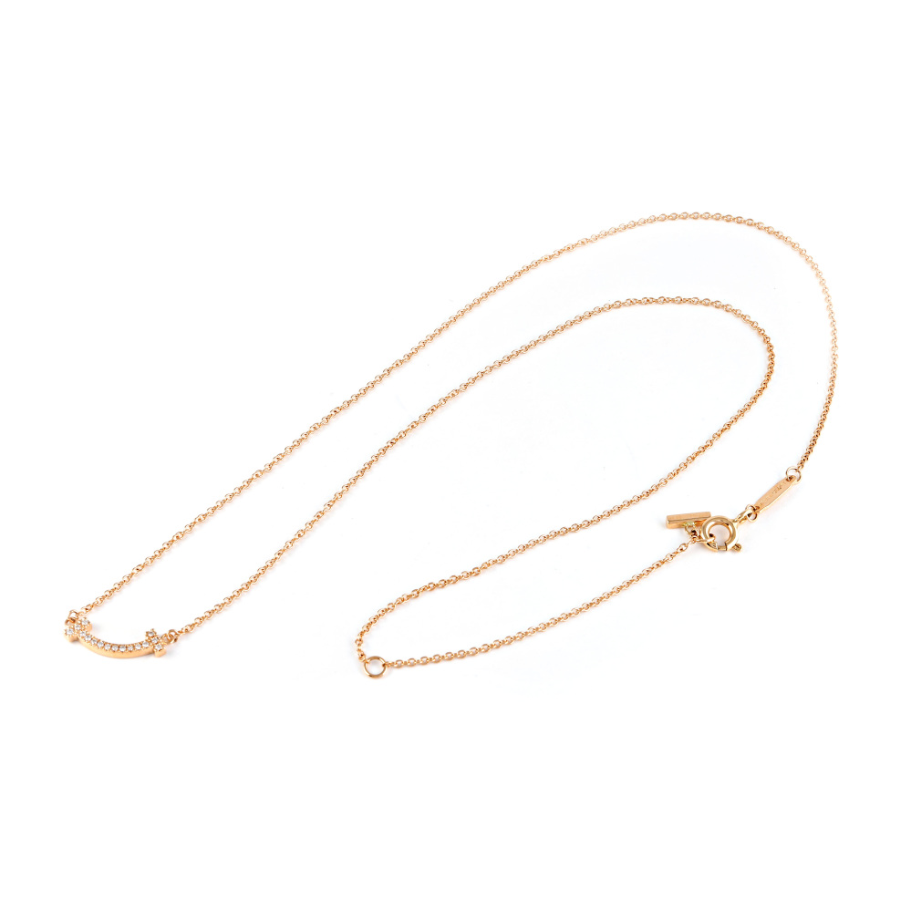 Tiffany & Co. Tiffany T Smile Necklace 18K Rose Gold Diamond 62617772