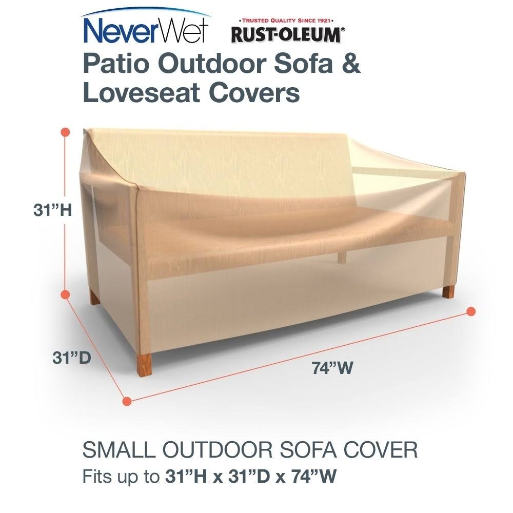 Budge NeverWet Savanna Patio Sofa COVER, Tan, Small