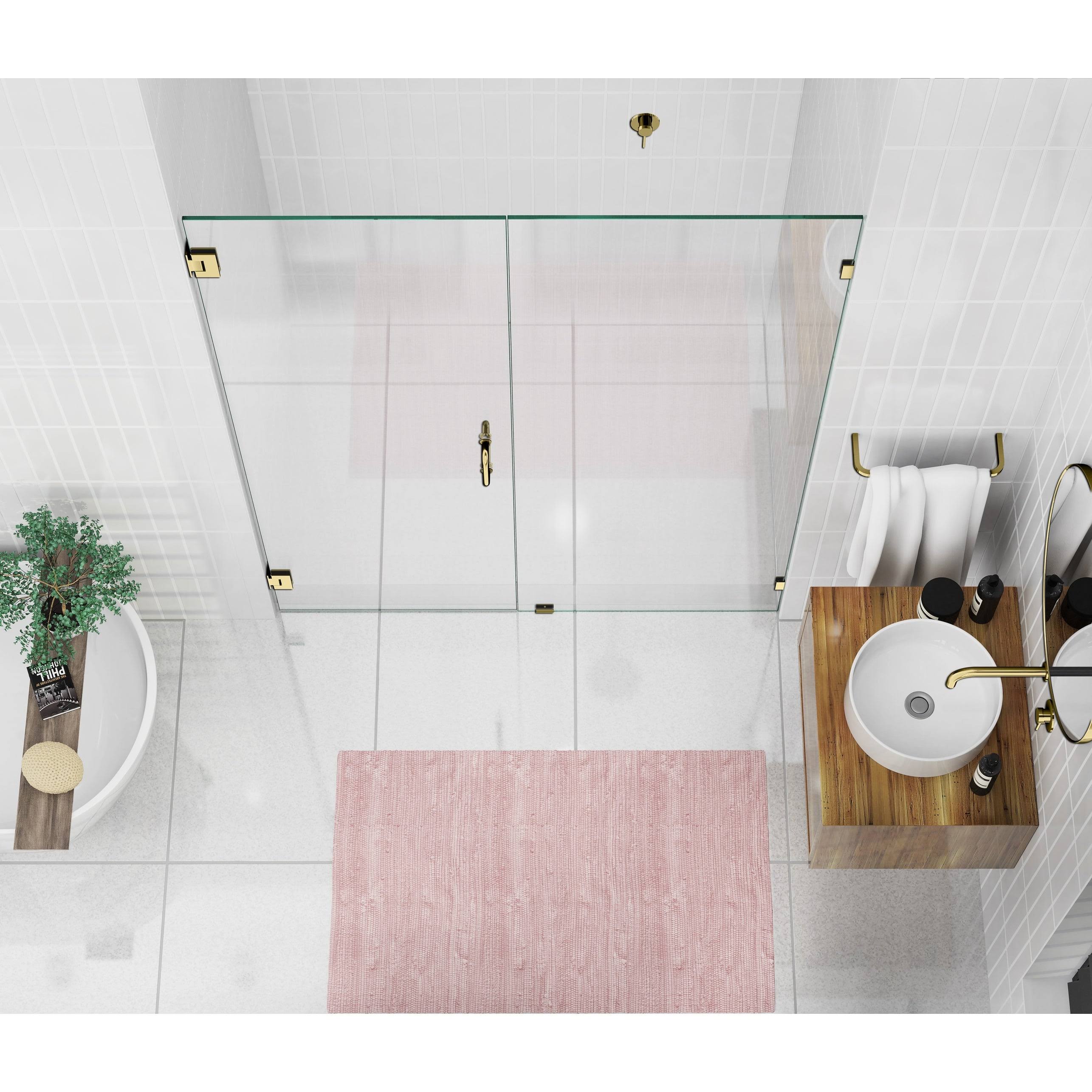 Glass Warehouse 78-in x 59.75-in Frameless Shower Door Wall Hinge Brushed Nickel | GW-WH-59-75-BN