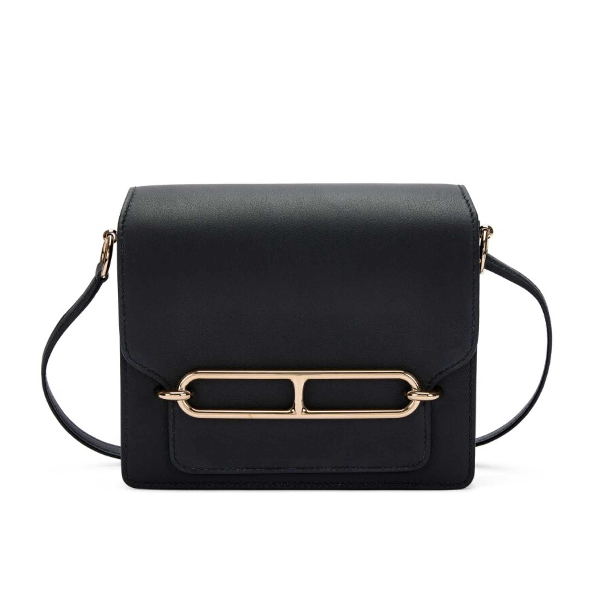 Hermes Shiny Alligator Mini Roulis Permabrass Hardware Black 18Cm