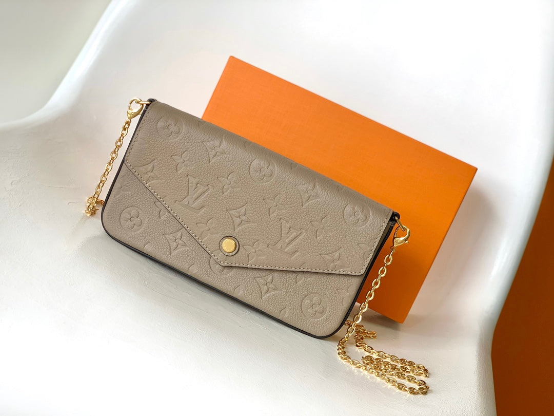 Louis Vuitton Felicie Pochette Bag Gray Tourterelle 21Cm